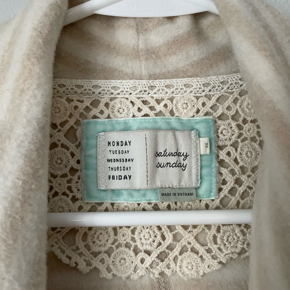 Anthropologie Saturday Sunday Women’s Beige Fringe Cardigan XS - Picture 3 of 4